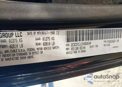 2013 Dodge Challenger Srt8 from USA, damaged, VIN 2C3CDYCJ1DH668240